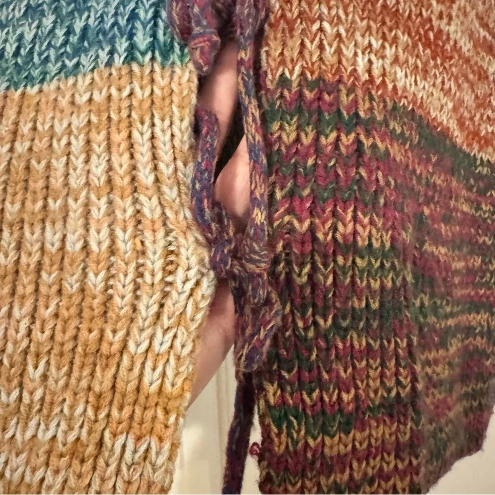 Vintage Space Dye Multicolor Patchwork Knit Short Sleeve Cardigan‎ Sweater